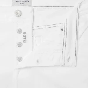 Bard Regular-Slim 5 Pocket Pants in White Stretch Corduroy - Image 4