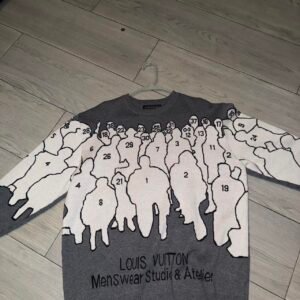 Louis Vuitton Men's Grey and White Jumper - Image 2