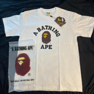 BAPE Men's Red and Burgundy T-shirt - Image 2