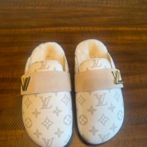 Louis Vuitton Women's Tan and Cream Slippers - Image 1