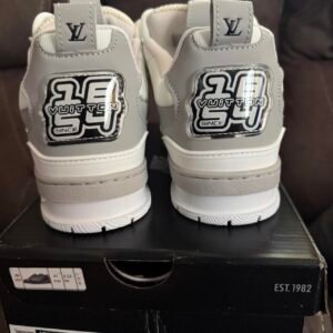 Louis Vuitton Men's White and Cream Trainers - Image 4