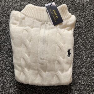 Polo Ralph Lauren Men's Cream and White Jumper
