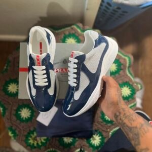 Prada Men's Blue and White Trainers - Image 1