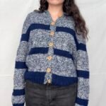 American Vintage Women’s Navy and White Cardigan