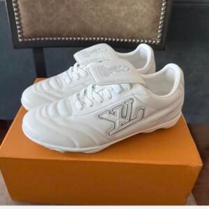 Louis Vuitton Women's White and Cream Trainers - Image 1