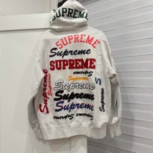 Supreme Men's Grey and White Hoodie - Image 1