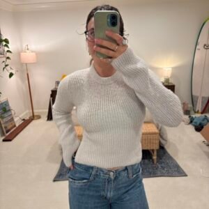 Zara Women's Grey and Cream Jumper - Image 9