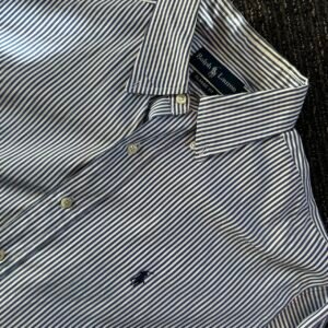 Ralph Lauren Men's Blue and Grey Shirt - Image 1