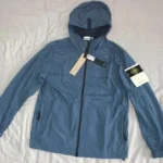 Men’s Blue Stone Island Garment Dyed Crinkle Nylon Jacket Windbreaker