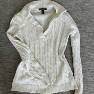 Ralph Lauren Women's White and Cream Jumper - Image 1