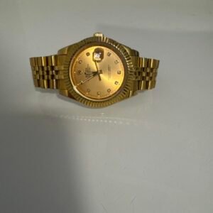 gold Datejust watch with diamond-set bezel and dial - Image 2