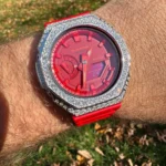 MOISSANITE Real 925 Silver Iced Red Casio G Shock GA-2100 Hip Hop Watch