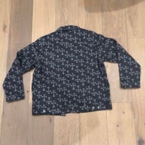 Black denim jacket with cross pattern - Image 2