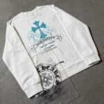 Chrome Hearts White Sweatshirt Longsleeve Blue Cross Redemption