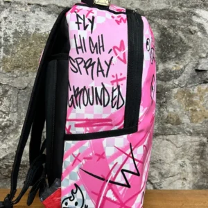 SPRAYGROUND BROKEN HEARTS CLUB PINK SMOKE CHECK BACKPACK B8672 NEW IN BAG/TAGS - Image 4