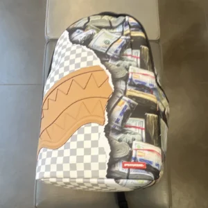 Sprayground Limited Edition Shark Mouth Checkered Money Print Backpack Medium - Image 5