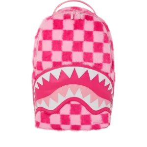 Sprayground Furzilla Shark Pink Check Backpack BRAND NEW - Image 5