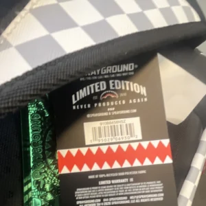 Sprayground Limited Edition Shark Mouth Checkered Money Print Backpack Medium - Image 7